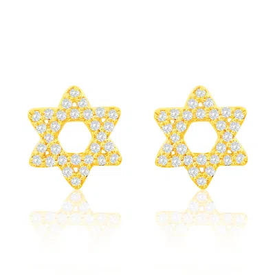 Suzy Levian 14k Yellow Gold .13 Cttw Diamond Pave Star Of David Stud Earrings