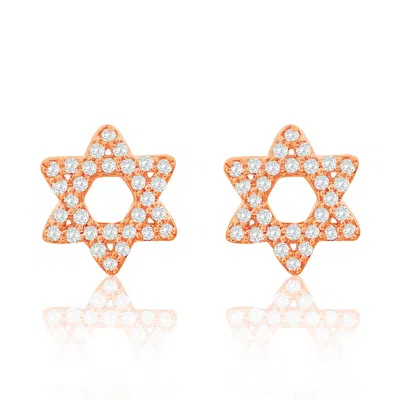 Suzy Levian 14k Yellow Gold .13 Cttw Diamond Pave Star Of David Stud Earrings
