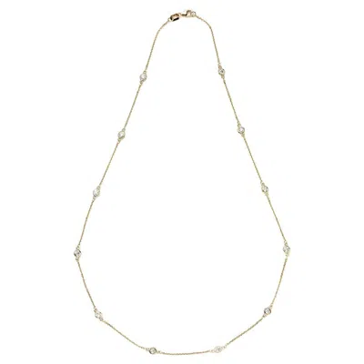 Pre-owned Suzy Levian 14k Yellow Gold 1.33 Carat White Diamond Station Necklace