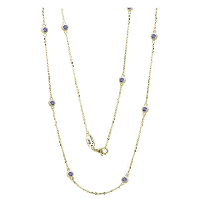 Pre-owned Suzy Levian 14k Yellow Gold 1.50 Cttw Tanzanite Station Necklace