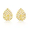 Suzy Levian 14k Yellow Gold .20 Cttw Diamond Pave Pear Shape Stud Earrings In Gold