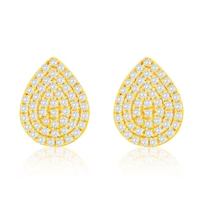 Suzy Levian 14k Yellow Gold .20 Cttw Diamond Pave Pear Shape Stud Earrings