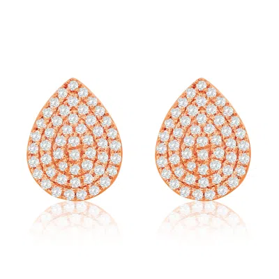 Suzy Levian 14k Yellow Gold .20 Cttw Diamond Pave Pear Shape Stud Earrings