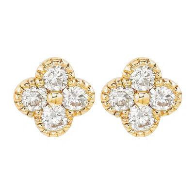 Suzy Levian 14k Yellow Gold 2/5 Cttw Diamond Clover Stud Earrings