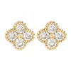 Suzy Levian 14k Yellow Gold 2/5 Cttw Diamond Clover Stud Earrings In Silver