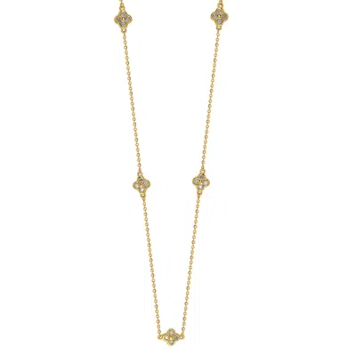 Suzy Levian 14k Yellow Gold .40ttw Diamond Clover By The Yard Necklace