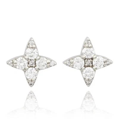 Suzy Levian 14k Yellow Gold .55cttw Diamond Abstract Star Stud Earrings In Metallic