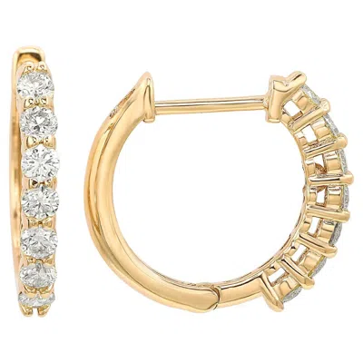 Pre-owned Suzy Levian 14k Yellow Gold & 0.50 Cttw White Diamond Huggie Hoop Earrings