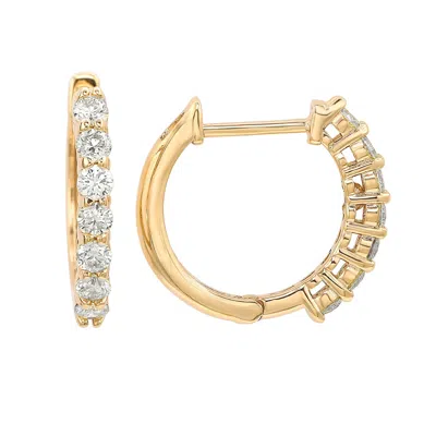 Suzy Levian 14k Yellow Gold & 1/2 Cttw White Diamond Huggie Hoop Earrings