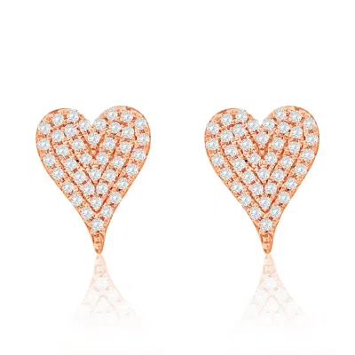 SUZY LEVIAN 14K YELLOW GOLD & .16 CTTW DIAMOND PAVE ELONGATED HEART STUD EARRINGS