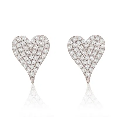 SUZY LEVIAN 14K YELLOW GOLD & .16 CTTW DIAMOND PAVE ELONGATED HEART STUD EARRINGS