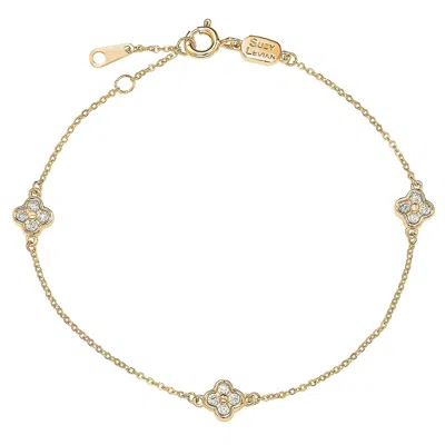 SUZY LEVIAN 14K YELLOW GOLD & .24 CTTW DIAMOND CLOVER BY THE YARD BRACELET