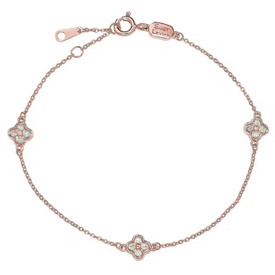 Suzy Levian 14k Yellow Gold & .24 Cttw Diamond Clover By The Yard Bracelet
