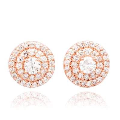 Suzy Levian 14k Rose Gold 0.60 Ct. Tw. Diamond Double Halo Earrings