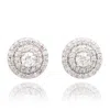 Suzy Levian 14k Yellow Gold & .60cttw Diamond Double Halo Stud Earrings In Silver