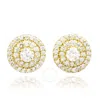 Suzy Levian 14k Yellow Gold & .60cttw Diamond Double Halo Stud Earrings In White