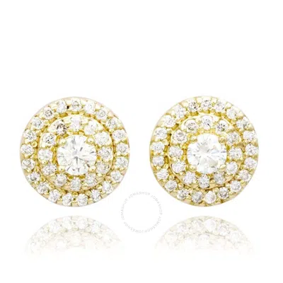 Suzy Levian 14k Yellow Gold & .60cttw Diamond Double Halo Stud Earrings In White