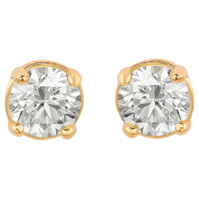 Pre-owned Suzy Levian 14k Yellow Gold Classic Four-prong 0.33 Tdw Diamond Stud Earrings
