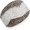Suzy Levian 14k Yellow Gold Plated Pave Cz Ring In Brown
