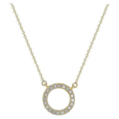 Pre-owned Suzy Levian 14k Yellow Gold White Diamond Circle Necklace