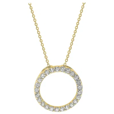 Pre-owned Suzy Levian 14k Yellow Gold White Diamond Circle Pendant
