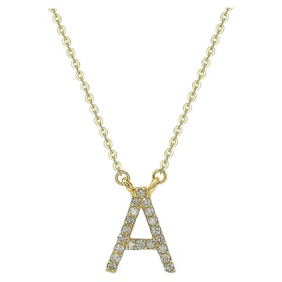 Pre-owned Suzy Levian 14k Yellow Gold White Diamond Letter Initial Necklace, A
