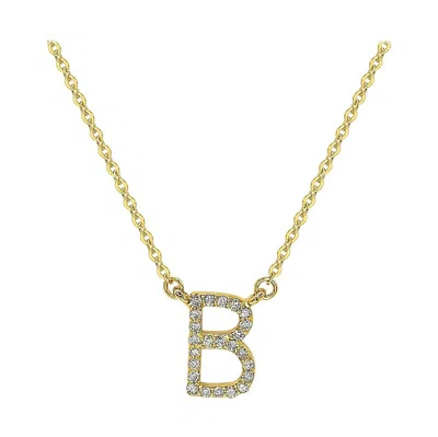Pre-owned Suzy Levian 14k Yellow Gold White Diamond Letter Initial Necklace, B