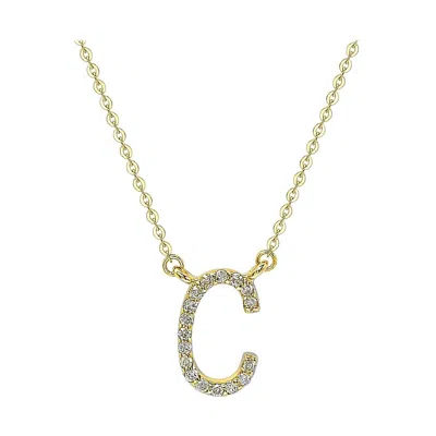 Pre-owned Suzy Levian 14k Yellow Gold White Diamond Letter Initial Necklace, C