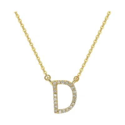 Pre-owned Suzy Levian 14k Yellow Gold White Diamond Letter Initial Necklace, D