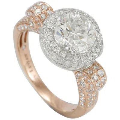 Pre-owned Suzy Levian 18 Karat Two-tone White And Rose Gold Round Diamond Ring