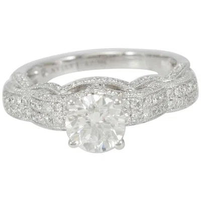 Pre-owned Suzy Levian 18 Karat White Gold Round White Diamond Engagement Ring