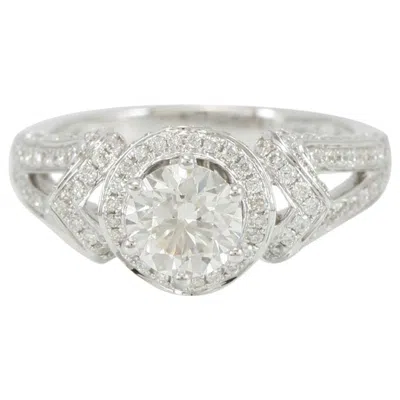 Pre-owned Suzy Levian 18 Karat White Gold Round White Diamond Engagement Ring