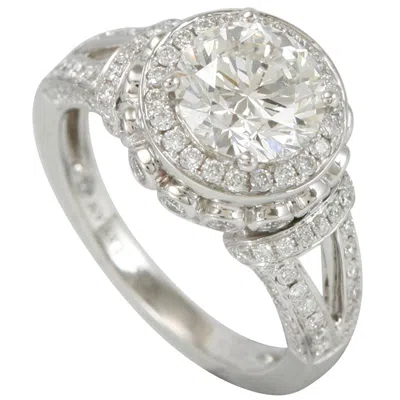 Pre-owned Suzy Levian 18 Karat White Gold Round White Diamond Engagement Ring