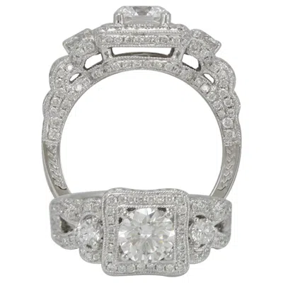 Pre-owned Suzy Levian 18 Karat White Gold Round White Diamond Engagement Ring