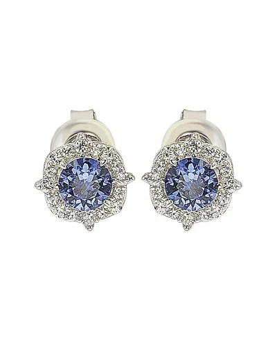 Suzy Levian Sterling Silver Pink Sapphire 0.66cttw Halo Stud Earrings In Metallic