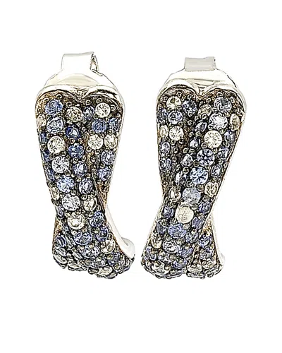 Suzy Levian 18k & Silver 1.02 Ct. Tw. Sapphire Crossover Earrings
