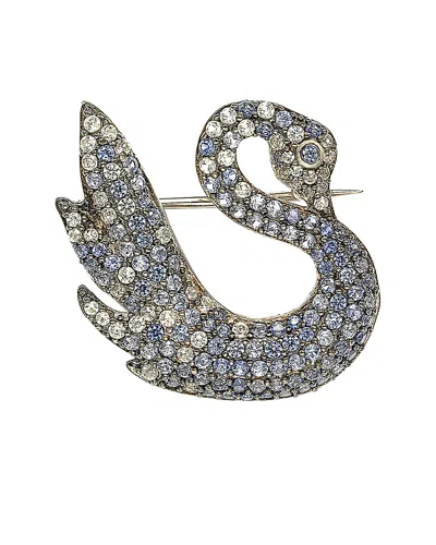 SUZY LEVIAN SUZY LEVIAN 18K & SILVER 1.52 CT. TW. SAPPHIRE SWAN BROOCH
