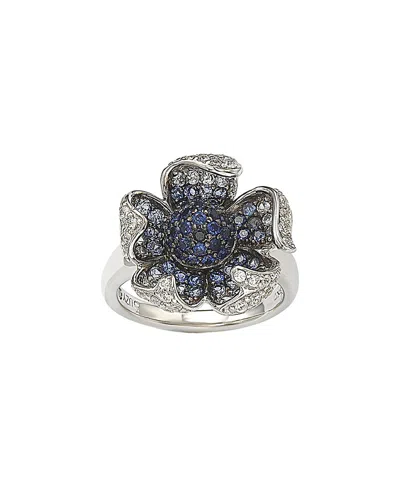 Suzy Levian 18k & Silver 2.42 Ct. Tw. Sapphire Flower Ring