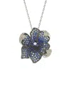Suzy Levian 18k & Silver 3.52 Ct. Tw. Sapphire Flower Necklace