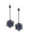 Suzy Levian Sterling Silver Pink Sapphire And Diamond Accent Flower Earrings
