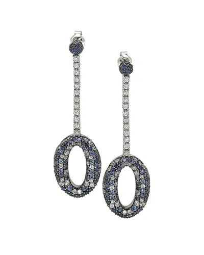 Suzy Levian 18k & Silver 4.75 Ct. Tw. Sapphire Earrings In Blue
