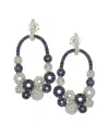 Suzy Levian Sterling Silver And 18k Gold Sapphire And Diamond Multi-circle Earrings