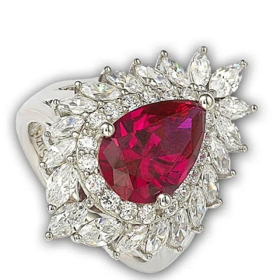 Suzy Levian 18k Gold And Sterling Silver Created Red Ruby Ring