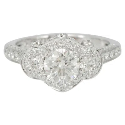 Pre-owned Suzy Levian 18k White Gold Round White Diamond Engagement Ring