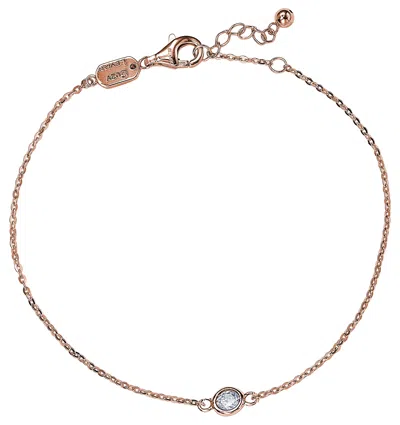 Suzy Levian .25 Ct Tdw 14k Yellow Gold Diamond Solitaire Bracelet In Pink