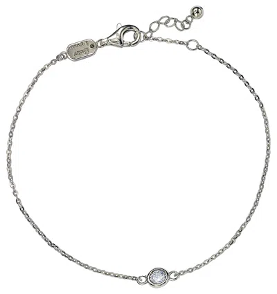Suzy Levian .25 Ct Tdw 14k Yellow Gold Diamond Solitaire Bracelet In White