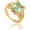 Suzy Levian Asscher Cubic Zirconia Engagement Ring In Gold