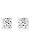 Suzy Levian White Sterling Silver Asscher-cut Cubic Zirconia 8mm 4 Cttw Stud Earrings