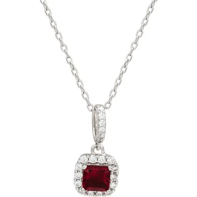 Suzy Levian Asscher Cut Pendant Necklace In Red