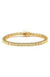 Suzy Levian Golden Sterling Silver Yellow Assher Cut Cubic Zirconia Tennis Bracelet
